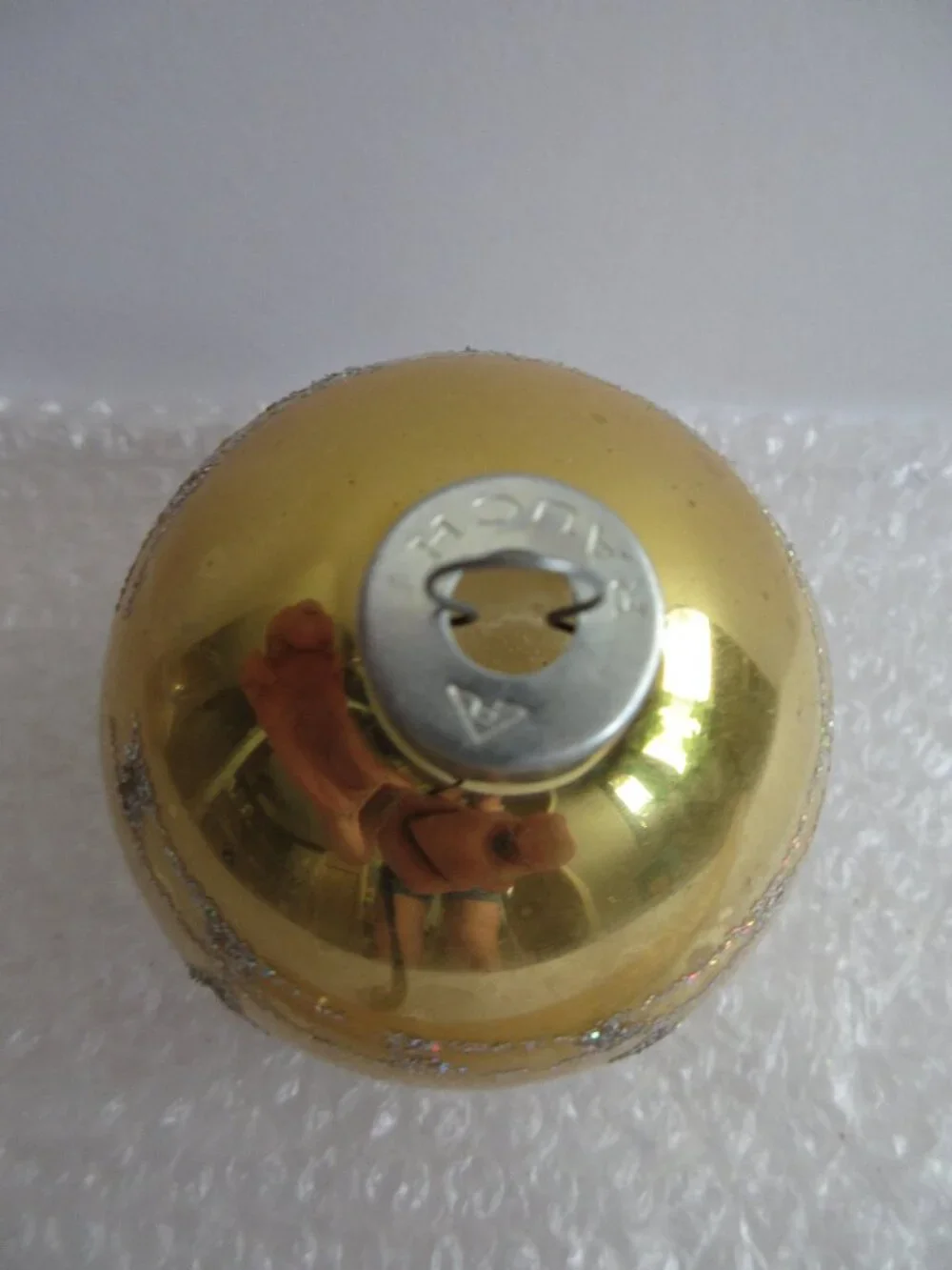 Glass Christmas Ornaments Vintage Made in USA Glitter Stencil & Solids Lot of 4